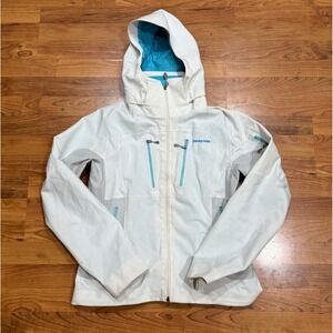 Patagonia H2No Waterproof Ski Shell Jacket Women's M White Hooded Snowboard Coat